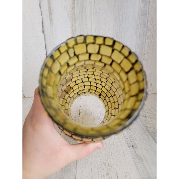 Mosaic unique glass yellow Vase home decor figure - Picture 6 of 6